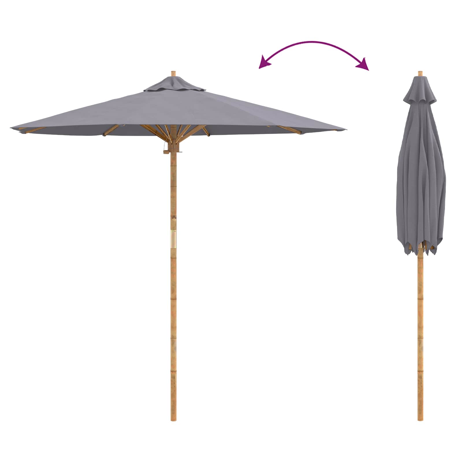 Ombrello da giardino Grigio scuro Ø 217 x 230 cm Bambù