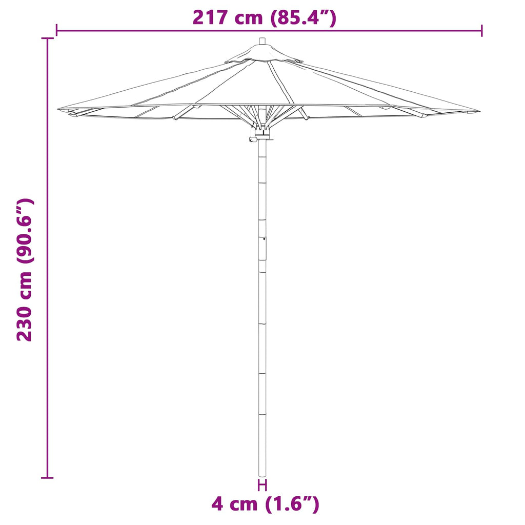 Ombrello da giardino Grigio scuro Ø 217 x 230 cm Bambù
