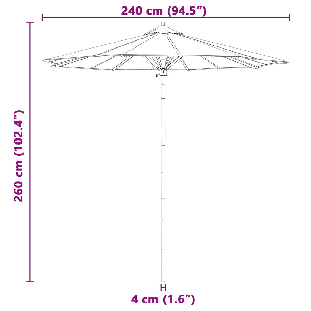 Ombrello da giardino Grigio scuro Ø 240 x 260 cm Bambù