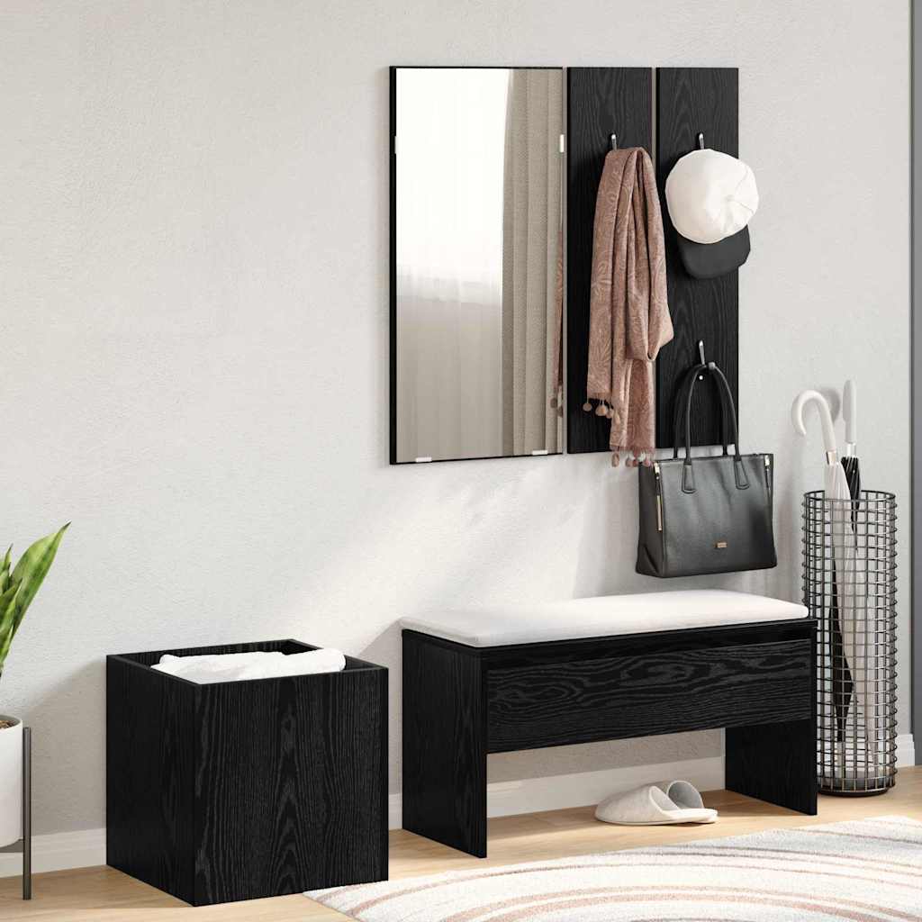 Set mobili da ingresso con specchio 5 pcs Legno multistrato