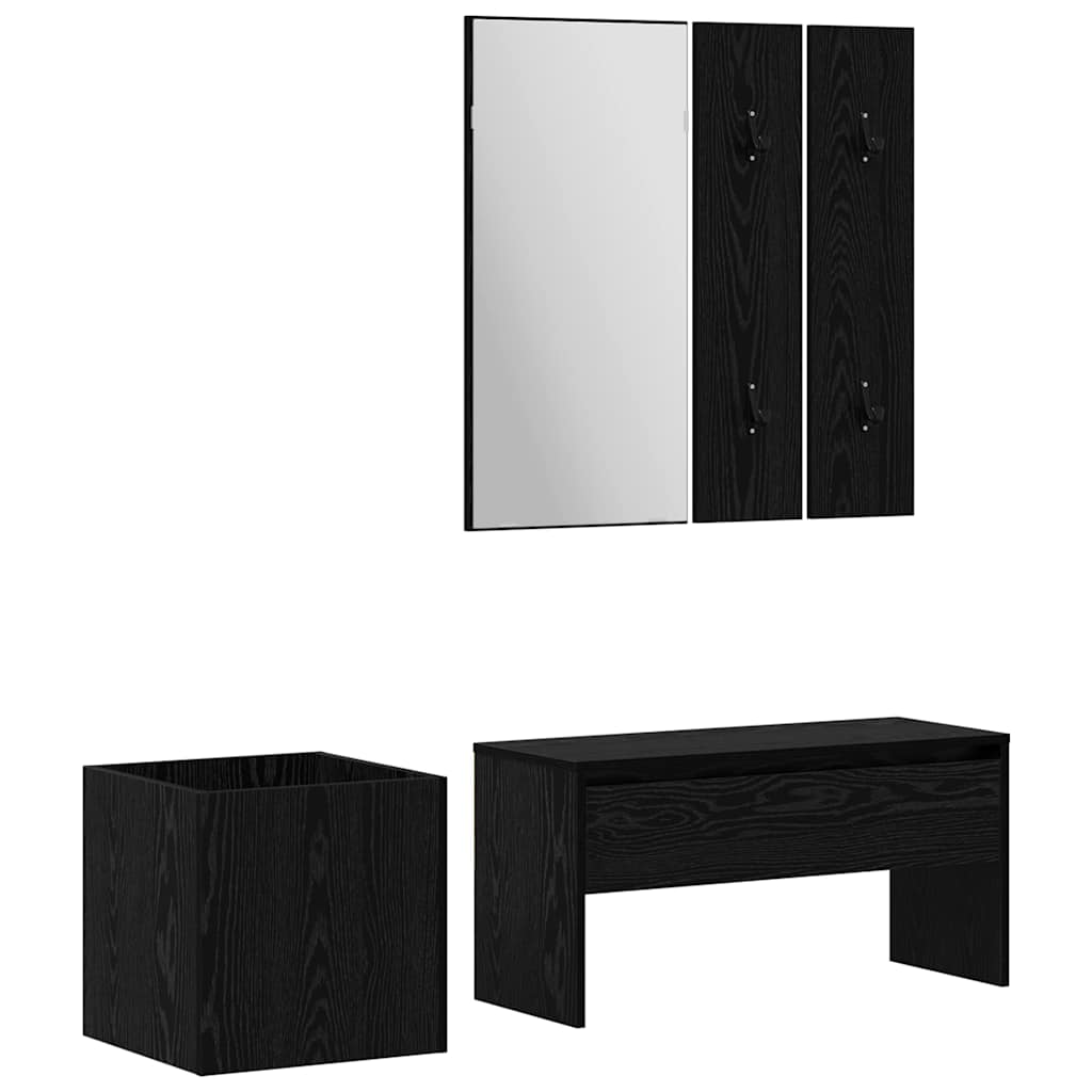 Set mobili da ingresso con specchio 5 pcs Legno multistrato