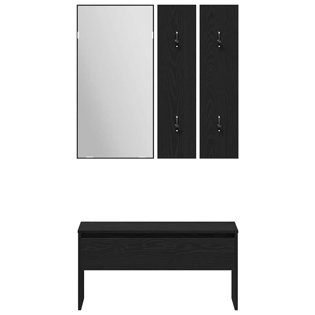 Set mobili da ingresso con specchio 5 pcs Legno multistrato