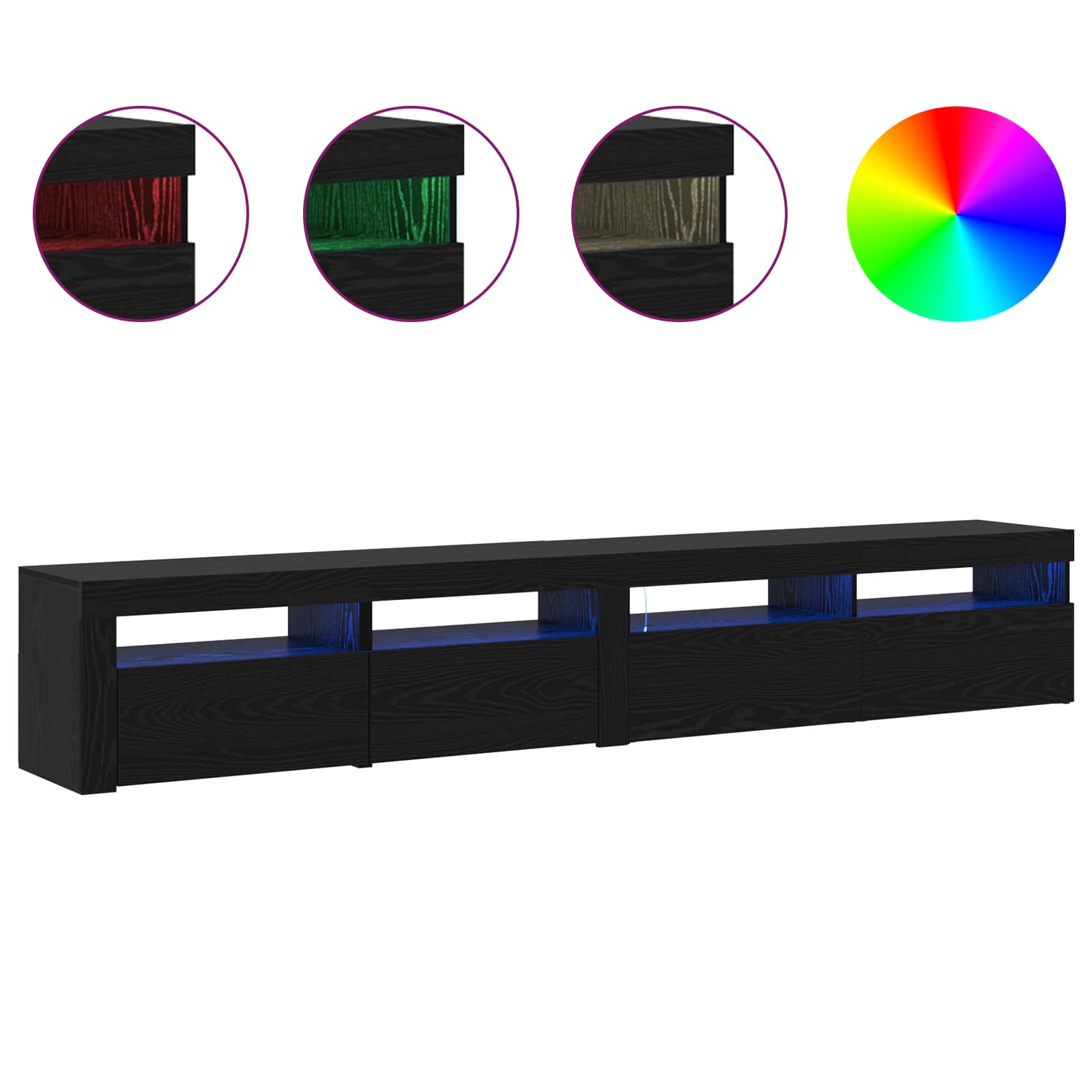 Mobile TV 2 pcs Rovere Nero 240 x 35 x 40 cm Legno multistrato