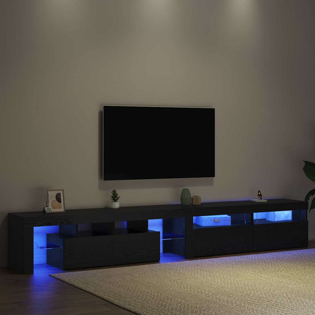 Mobile TV 3 pcs Rovere Nero 260 x 37 x 40 cm Legno multistrato