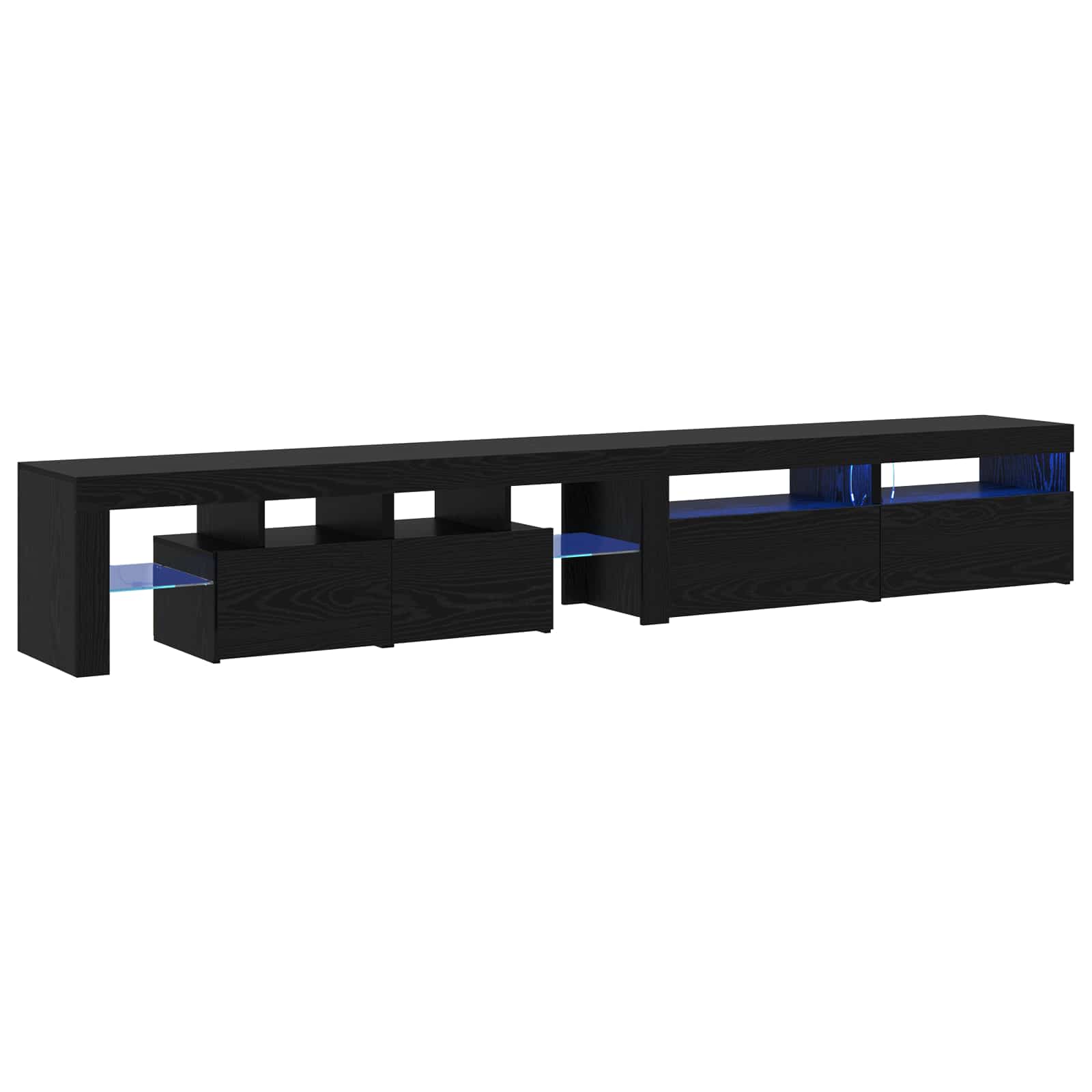 Mobile TV 3 pcs Rovere Nero 260 x 37 x 40 cm Legno multistrato