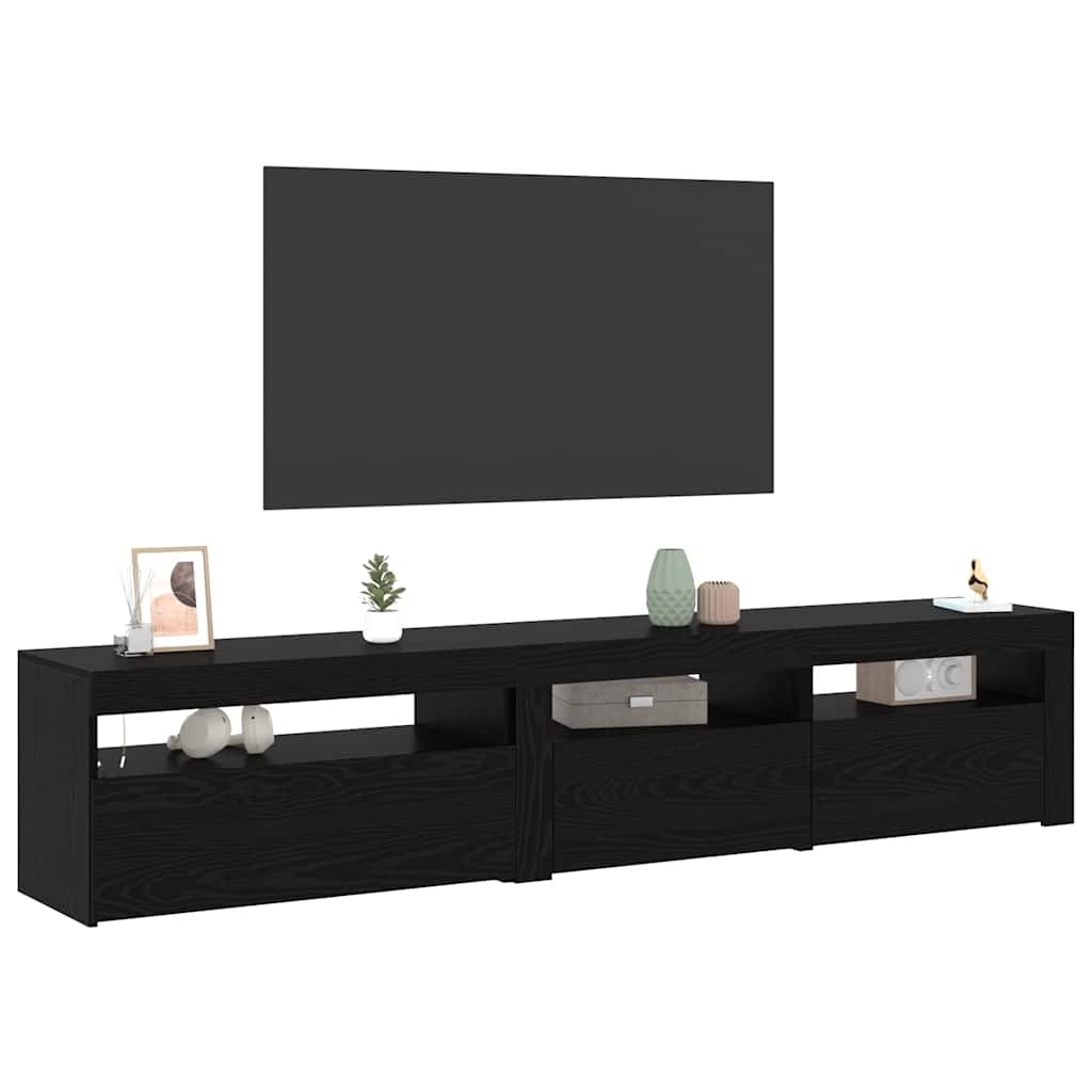 Mobile TV 2 pcs Rovere Nero 195 x 35 x 40 cm Legno multistrato