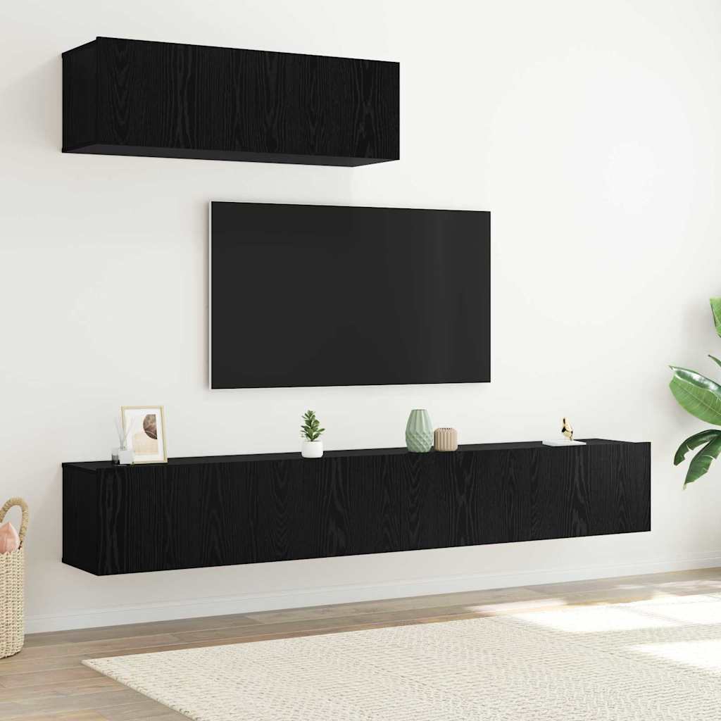Set mobile TV 3 pcs Rovere Nero Legno multistrato