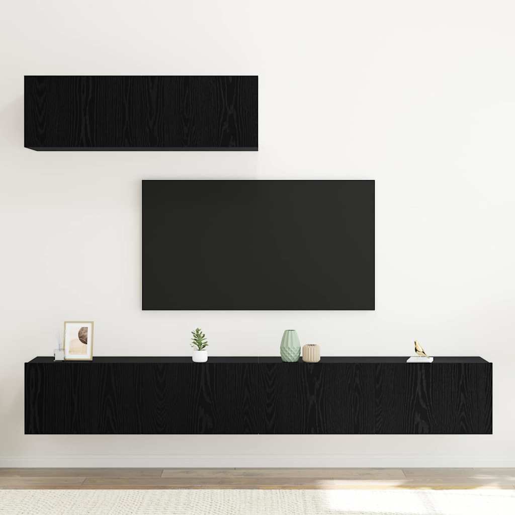 Set mobile TV 3 pcs Rovere Nero Legno multistrato