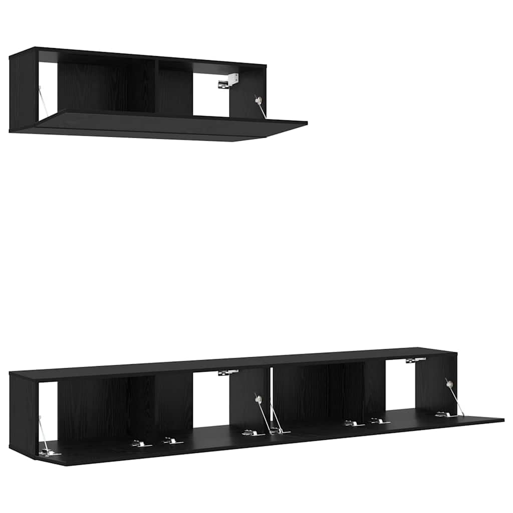 Set mobile TV 3 pcs Rovere Nero Legno multistrato