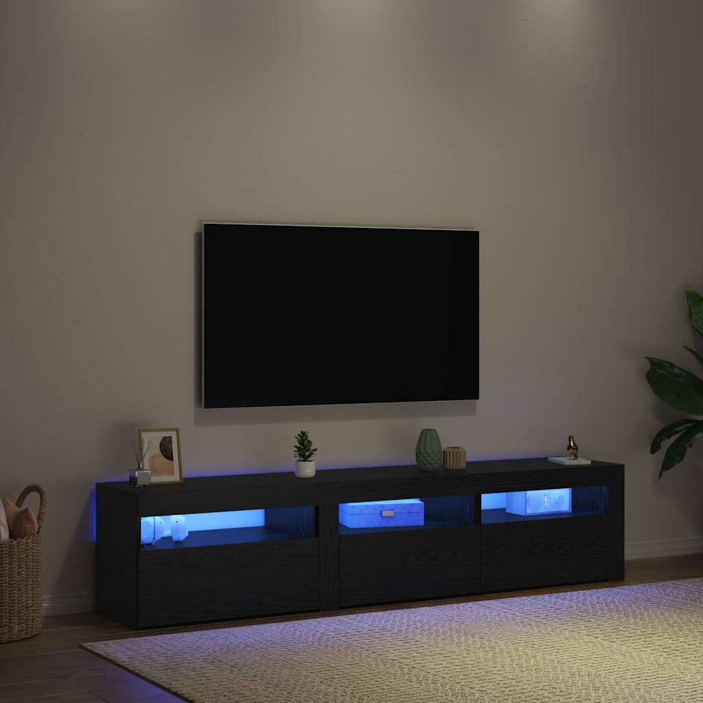 Mobile TV 2 pcs Rovere Nero 180 x 35 x 40 cm Legno multistrato