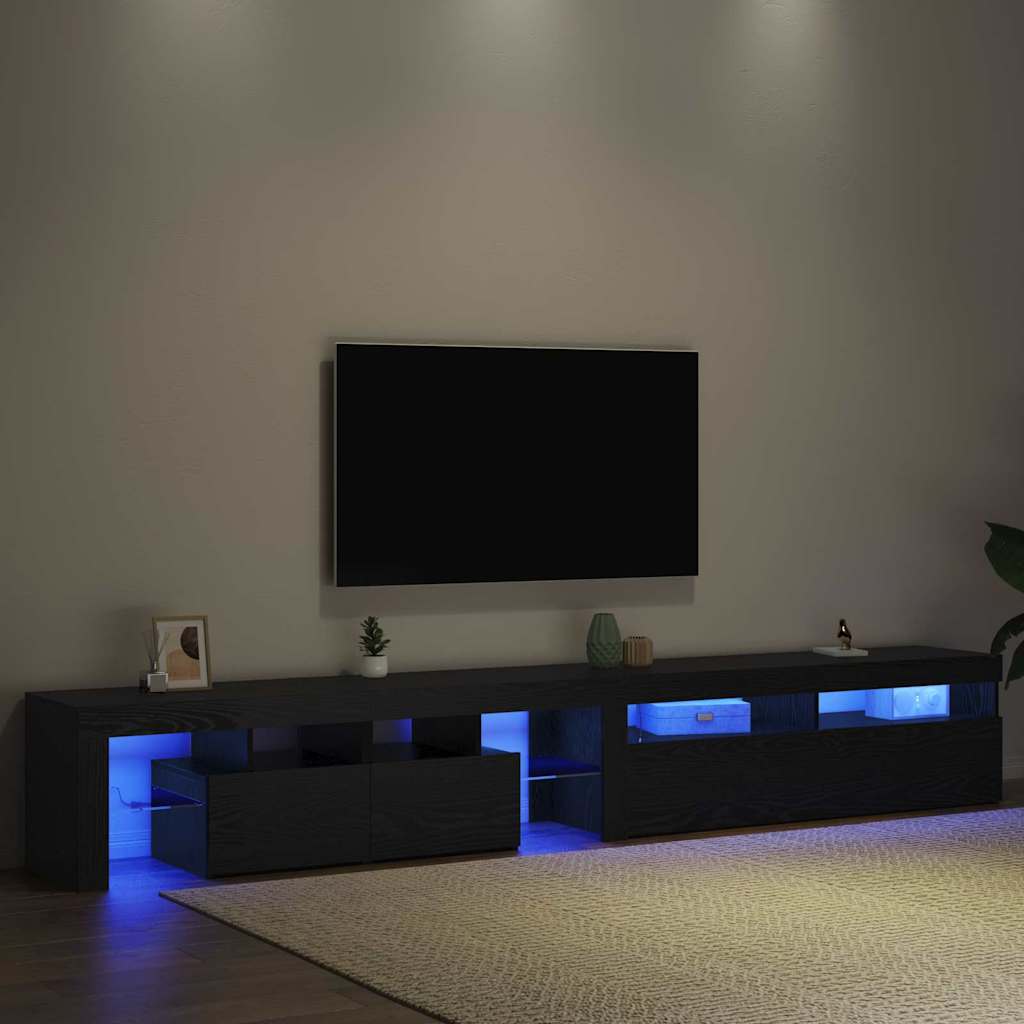 Mobile TV 2 pcs Rovere Nero 260 x 37 x 40 cm Legno multistrato