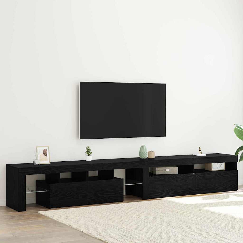 Mobile TV 2 pcs Rovere Nero 260 x 37 x 40 cm Legno multistrato