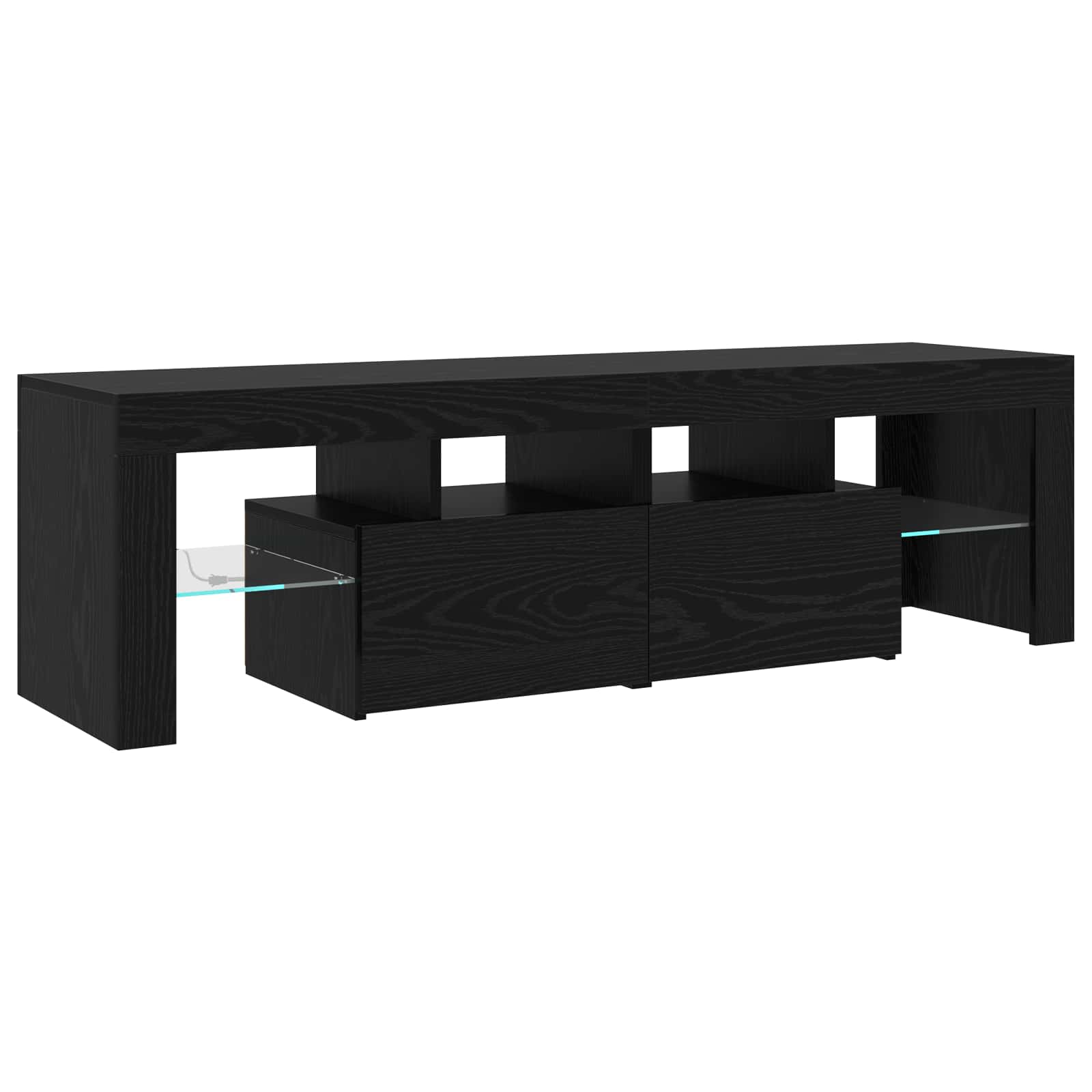 Mobile TV 2 pcs Rovere Nero 260 x 37 x 40 cm Legno multistrato