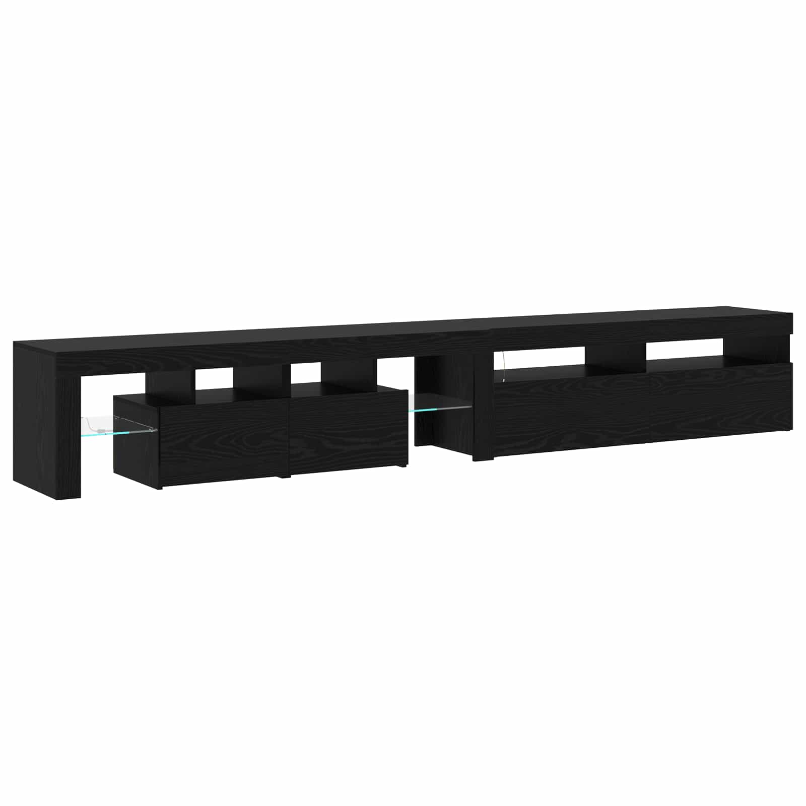 Mobile TV 2 pcs Rovere Nero 260 x 37 x 40 cm Legno multistrato