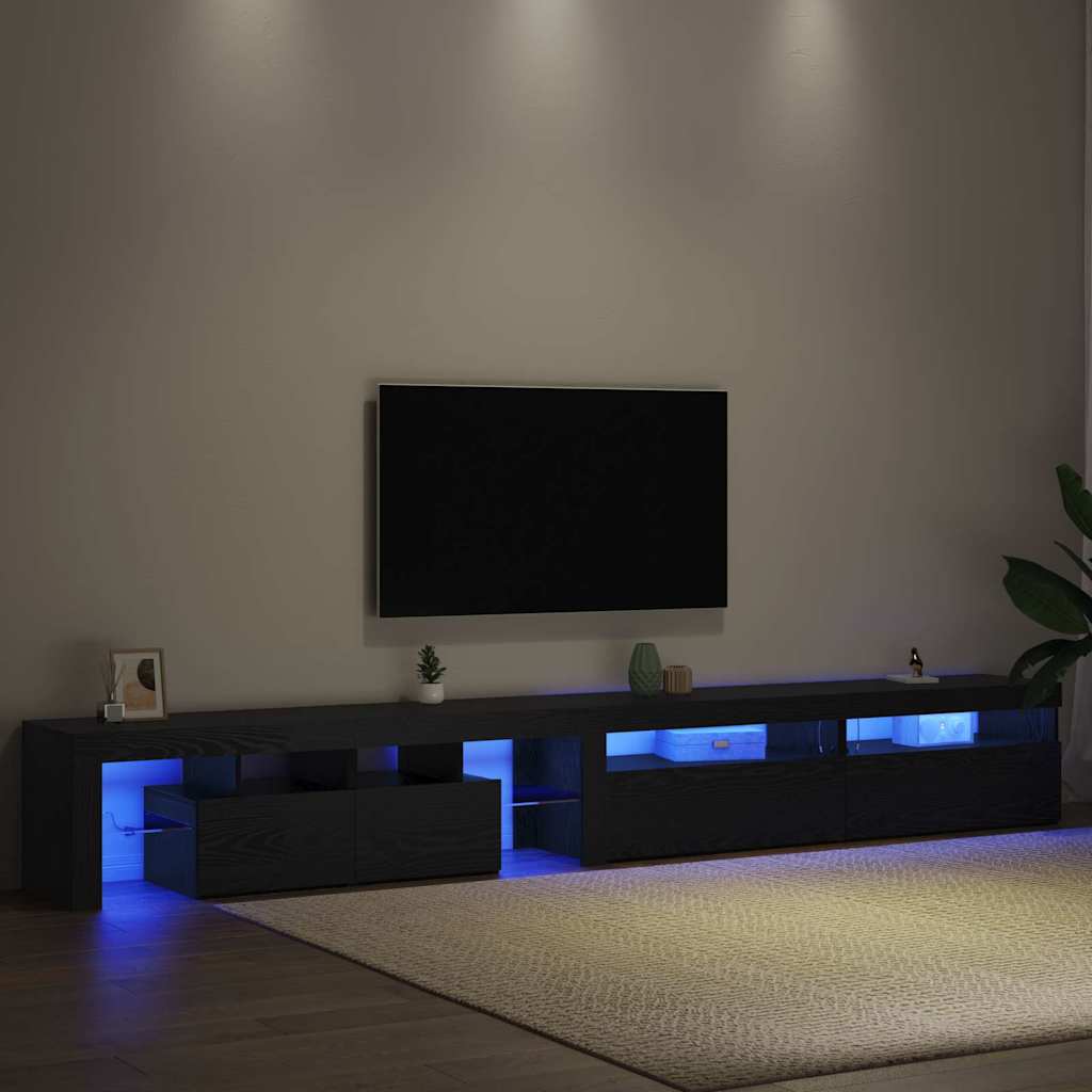 Mobile TV con LED 3 pcs Rovere Nero 290 x 36,5 x 40 cm