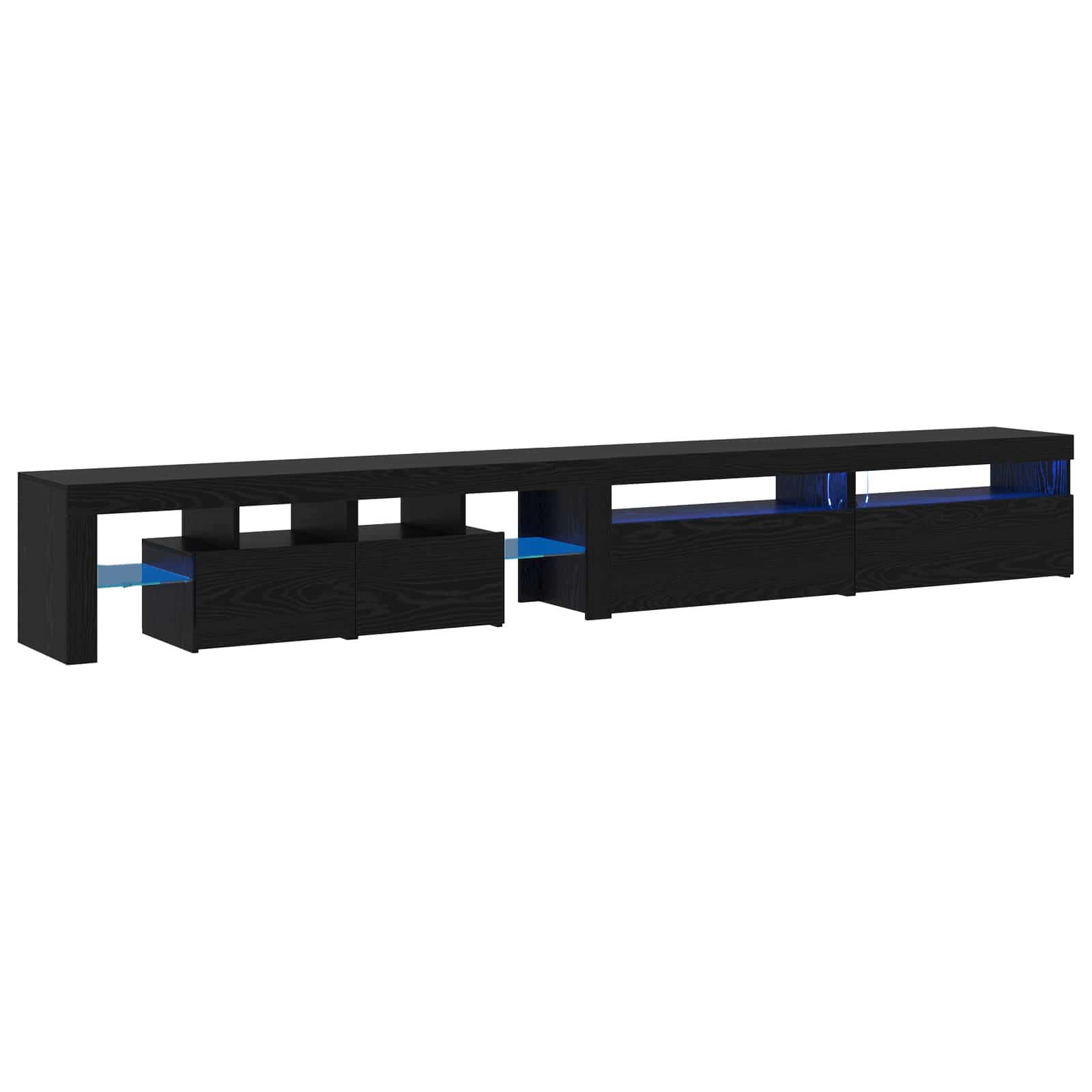 Mobile TV con LED 3 pcs Rovere Nero 290 x 36,5 x 40 cm