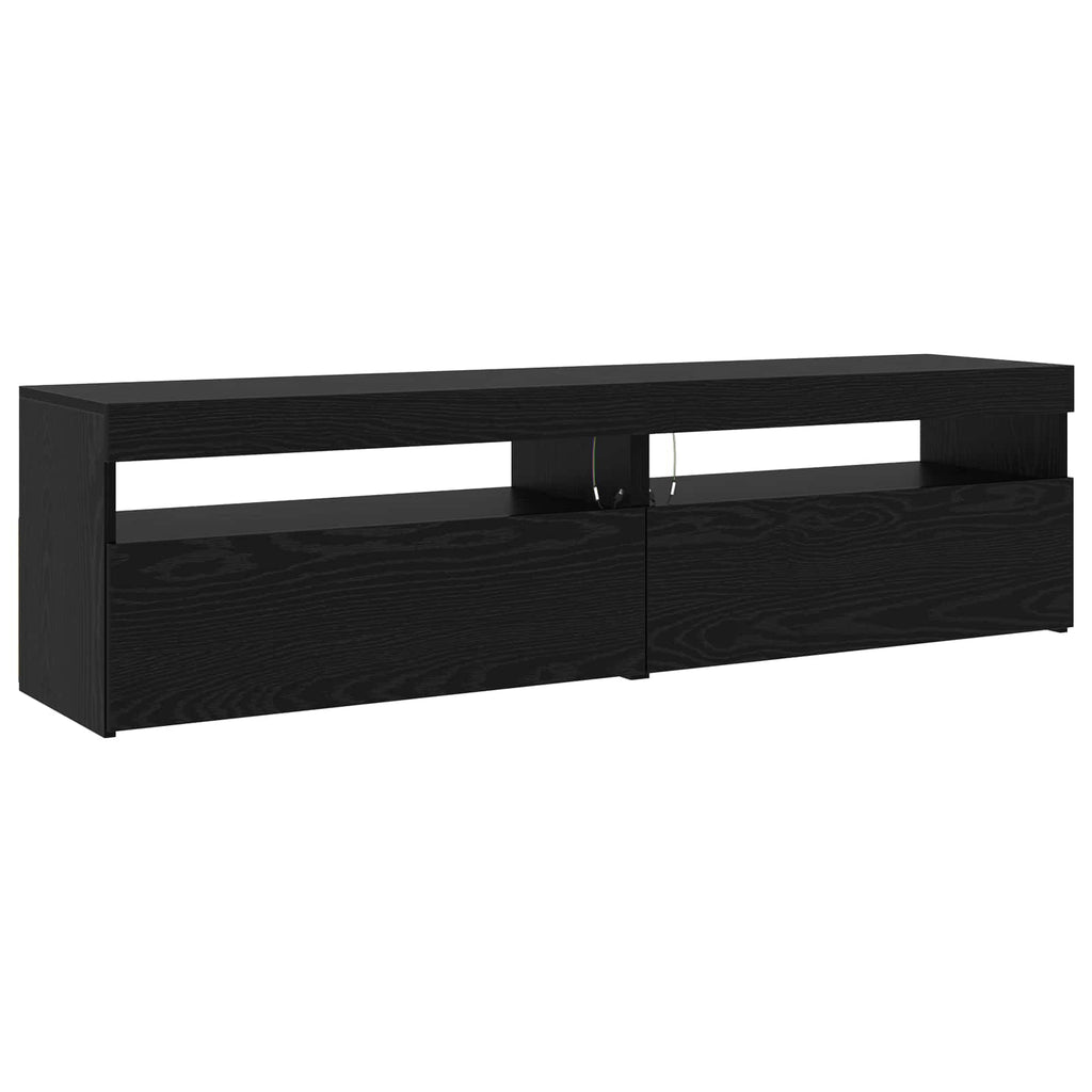 Mobile TV con LED 3 pcs Rovere Nero 290 x 36,5 x 40 cm