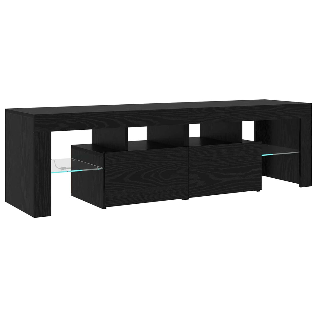 Mobile TV con LED 3 pcs Rovere Nero 290 x 36,5 x 40 cm