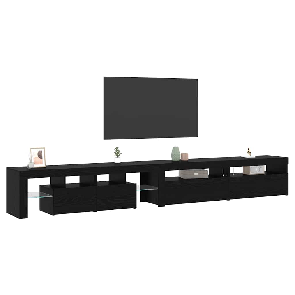 Mobile TV con LED 3 pcs Rovere Nero 290 x 36,5 x 40 cm