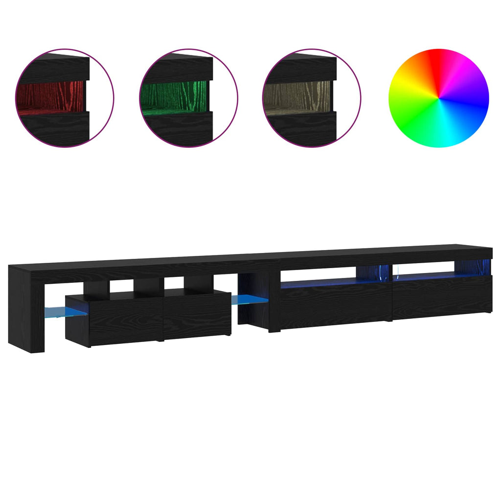 Mobile TV con LED 3 pcs Rovere Nero 290 x 36,5 x 40 cm