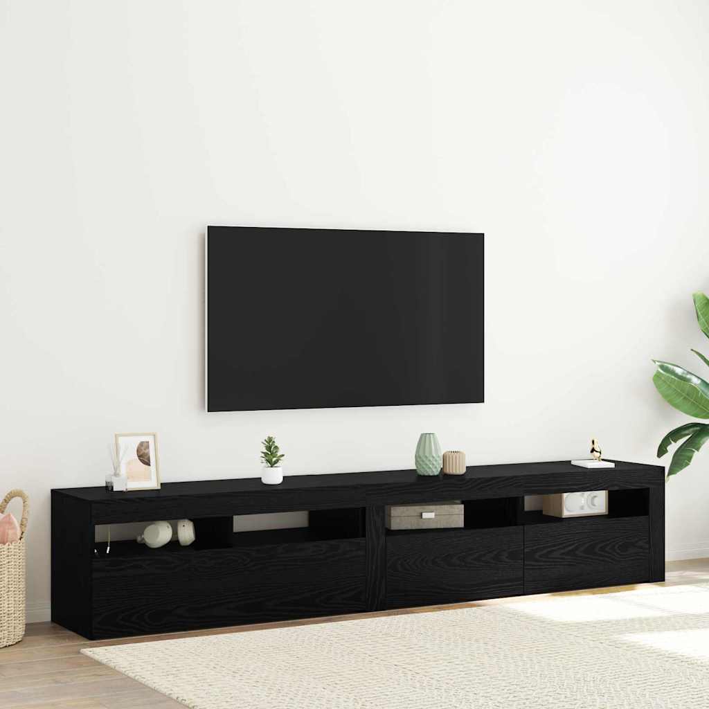 Mobile TV 2 pcs Rovere Nero 210 x 35 x 40 cm Legno multistrato