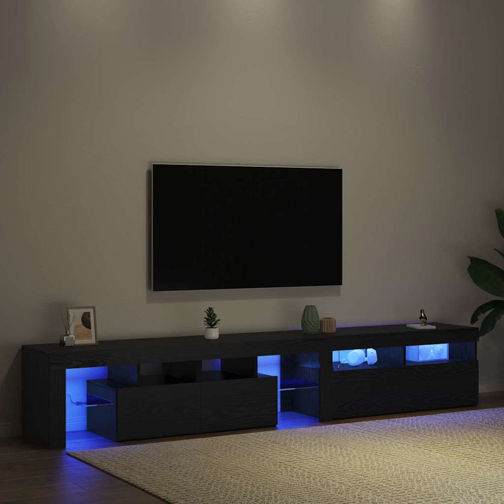 Mobile TV con LED 2 pcs Rovere Nero 230 x 36,5 x 40 cm