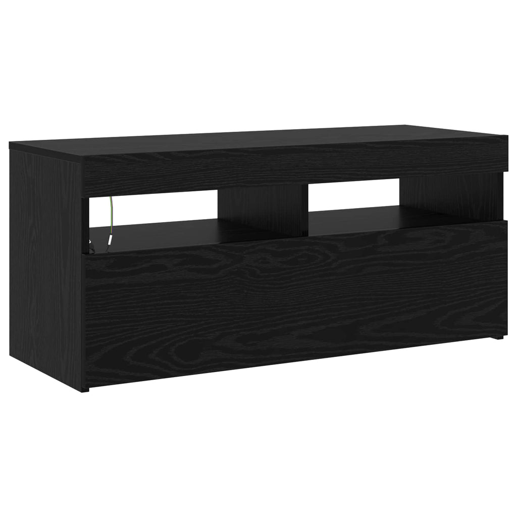 Mobile TV con LED 2 pcs Rovere Nero 230 x 36,5 x 40 cm