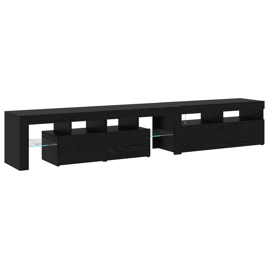 Mobile TV con LED 2 pcs Rovere Nero 230 x 36,5 x 40 cm