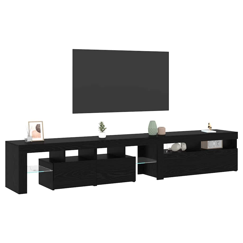 Mobile TV con LED 2 pcs Rovere Nero 230 x 36,5 x 40 cm