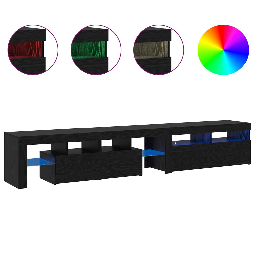 Mobile TV con LED 2 pcs Rovere Nero 230 x 36,5 x 40 cm