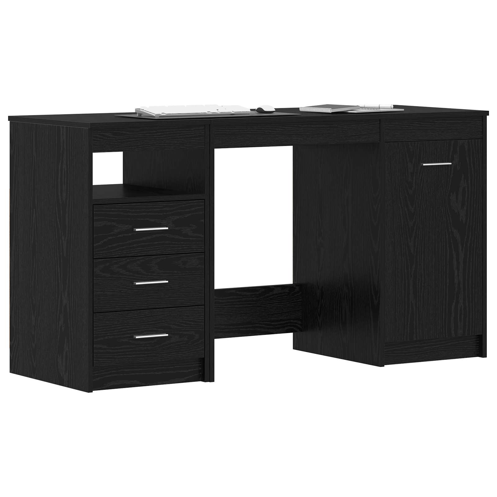 Scrivania 2 pcs Rovere Nero 140 x 50 x 76 cm Legno multistrato