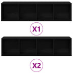 Libreria 3 pcs Rovere Nero 36 x 30 x 143 cm Legno multistrato