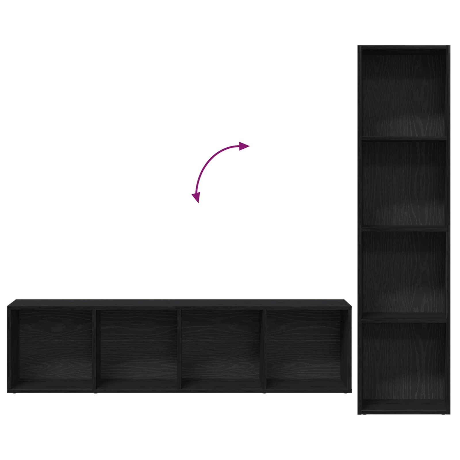 Libreria 3 pcs Rovere Nero 36 x 30 x 143 cm Legno multistrato