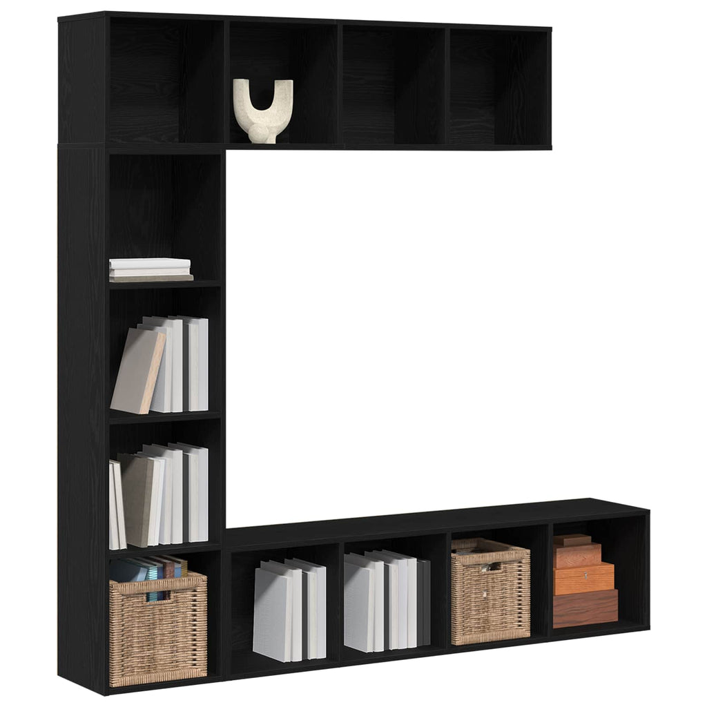 Libreria 3 pcs Rovere Nero 36 x 30 x 143 cm Legno multistrato