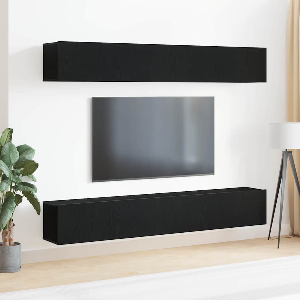 Set mobile TV 4 pcs Rovere Nero 100 x 30 x 30 cm