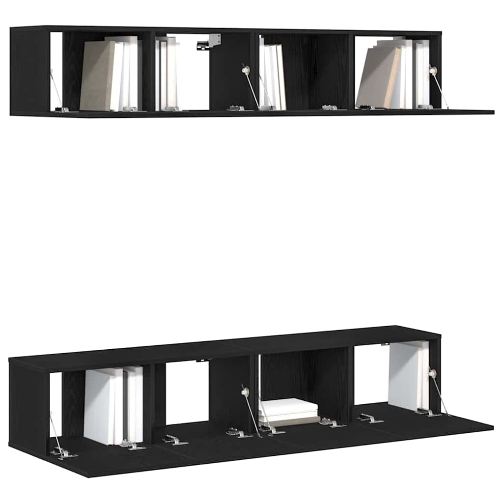 Set mobile TV 4 pcs Rovere Nero 80 x 30 x 30 cm