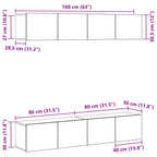 Set mobile TV 4 pcs Rovere Nero 80 x 30 x 30 cm