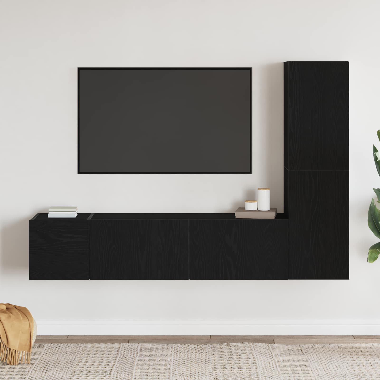 Set mobile TV 4 pcs Rovere Nero 130,5 x 30 x 140 cm