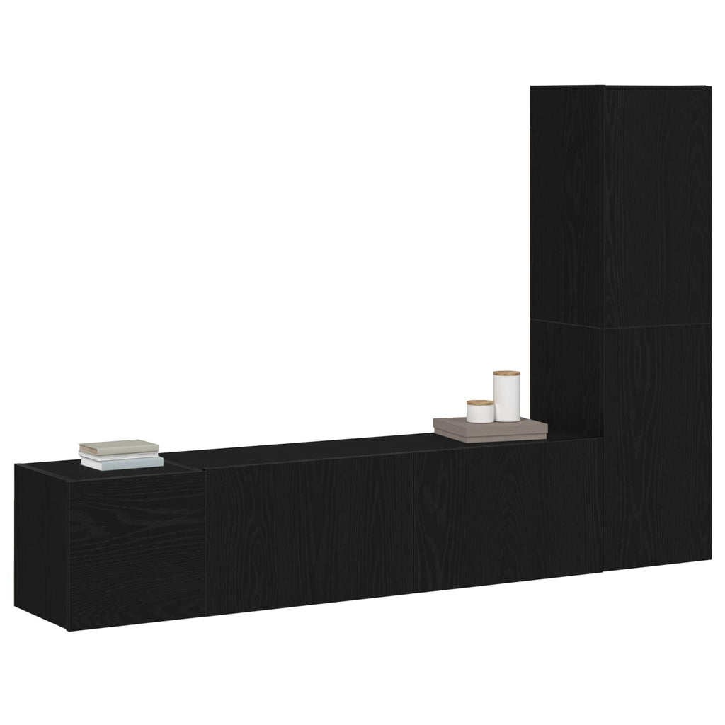 Set mobile TV 4 pcs Rovere Nero 130,5 x 30 x 140 cm