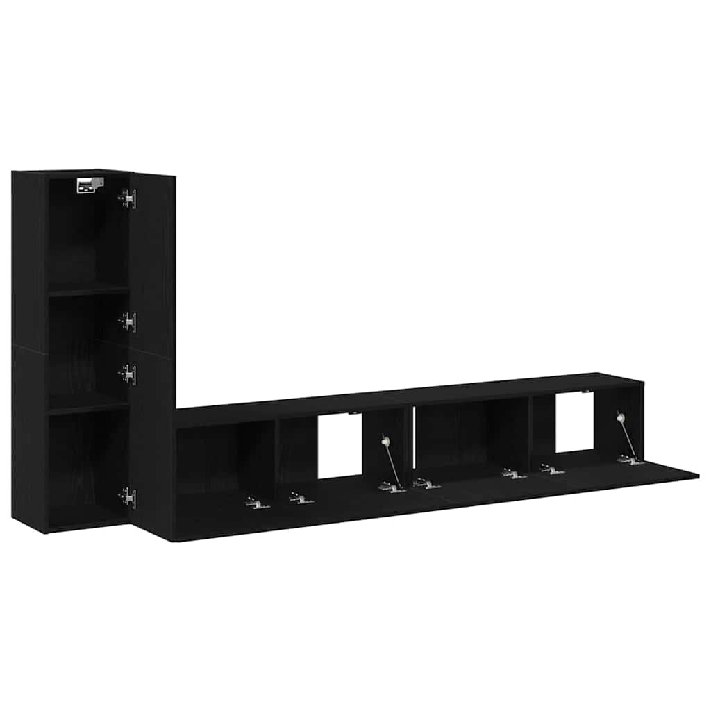 Set mobile TV Montaggio a parete Rovere Nero Legno multistrato