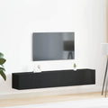 Set mobile TV 2 pcs Rovere Nero Legno multistrato