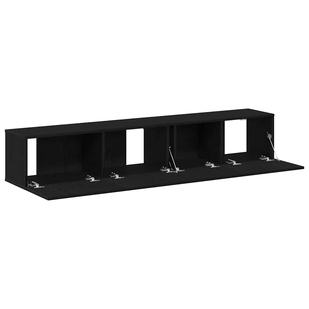 Set mobile TV 2 pcs Rovere Nero Legno multistrato
