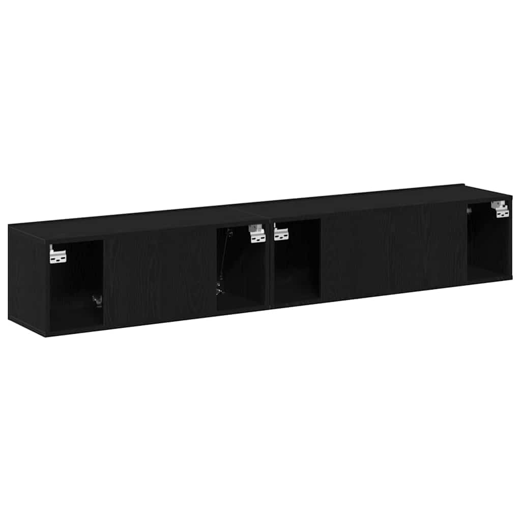 Set mobile TV 2 pcs Rovere Nero Legno multistrato