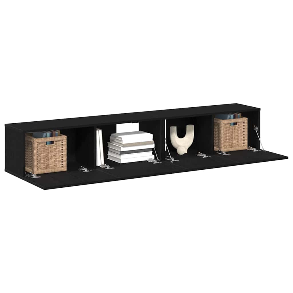 Set mobile TV 2 pcs Rovere Nero Legno multistrato