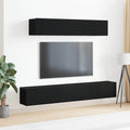 Set mobile TV 4 pcs Rovere Nero Legno ingegnerizzato