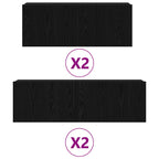 Set mobile TV 4 pcs Rovere Nero Legno ingegnerizzato