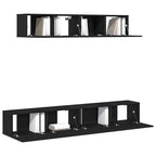 Set mobile TV 4 pcs Rovere Nero Legno ingegnerizzato