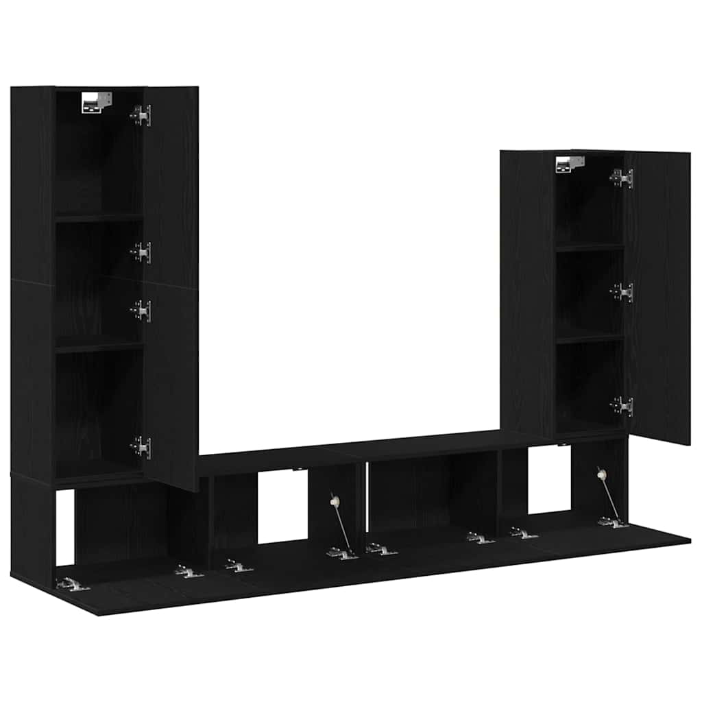 Set mobile TV 6 pcs Rovere Nero Legno multistrato