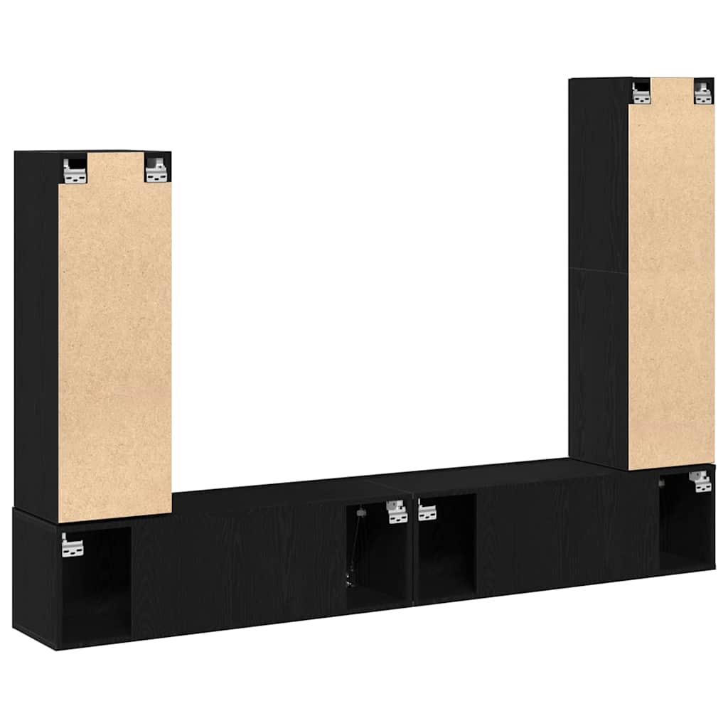 Set mobile TV 6 pcs Rovere Nero Legno multistrato