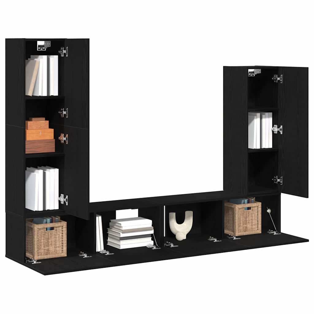 Set mobile TV 6 pcs Rovere Nero Legno multistrato